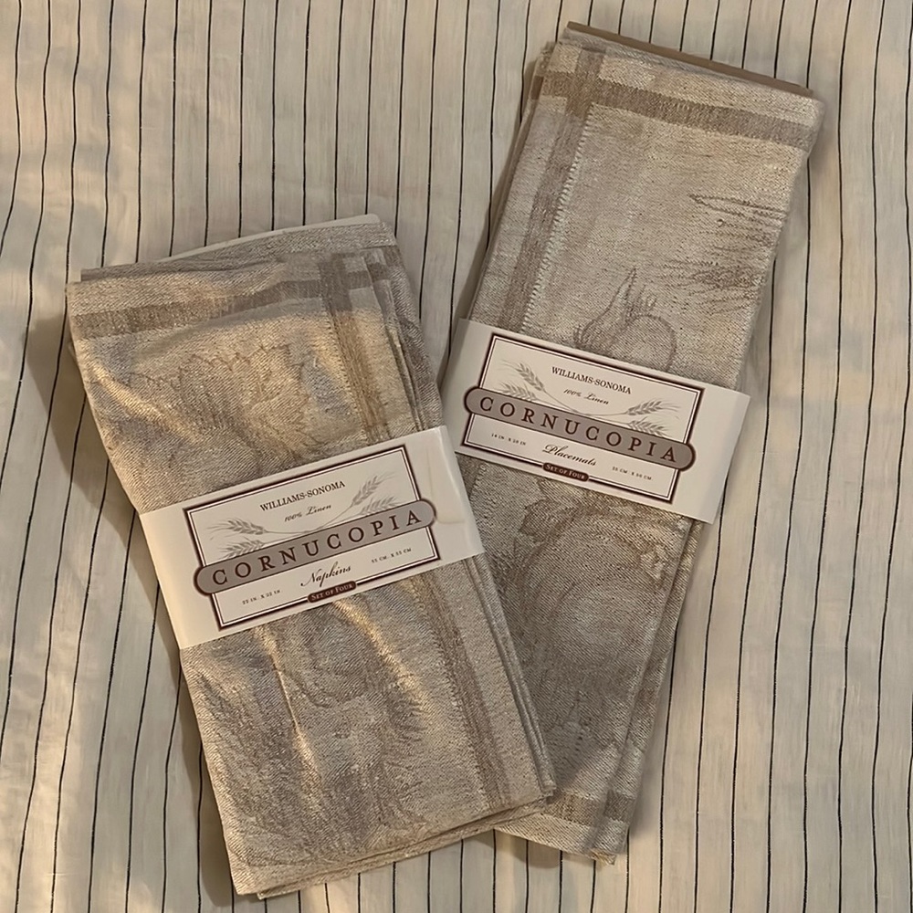 Williams-Sonoma 100% Linen Cornucopia Napkins & Placemats Set of 4